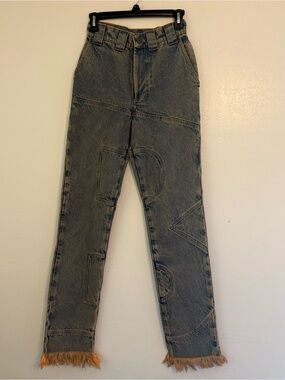 Barragán Women's frayed bottoms Jeans size 24 orange wash
